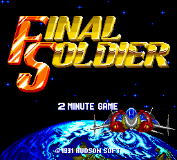 Final Soldier title screen for PC Engine